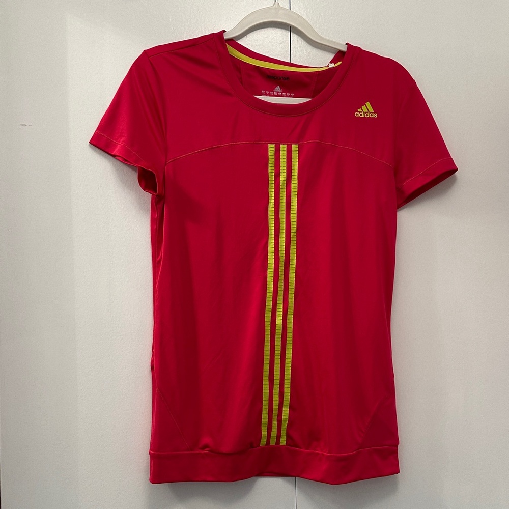 Adidas tennis Red Tee with Yellow Stripes